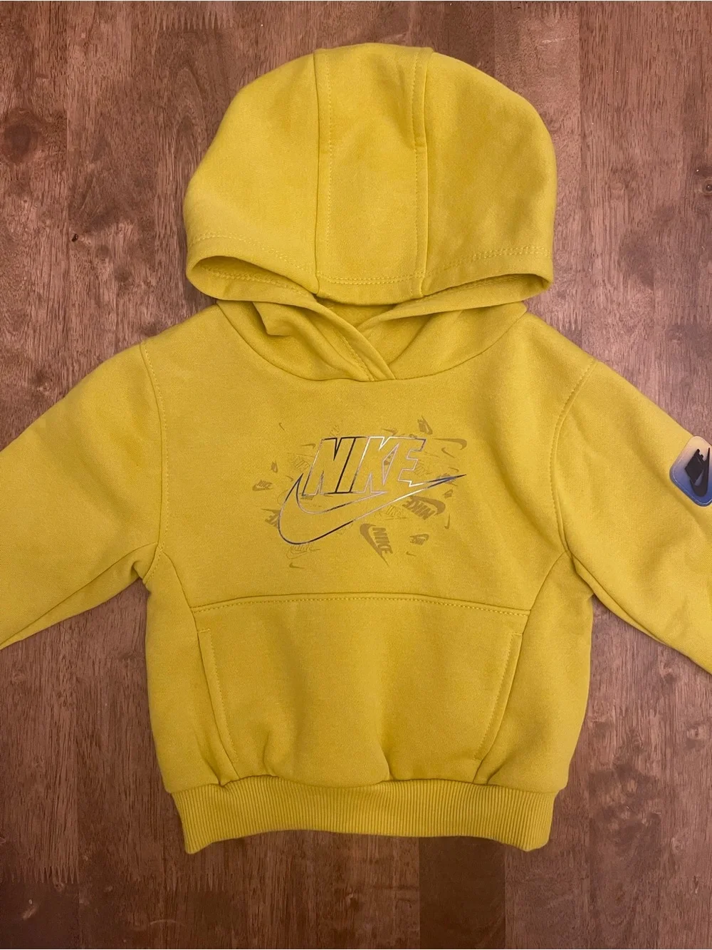 Nike Kids Yellow Hooded Sweatshirt with Graphic Logo